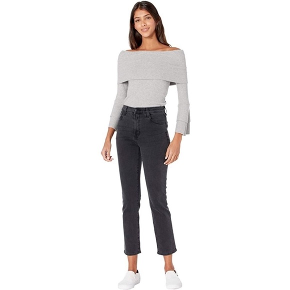 NWT, Chaser, Women's Love Rib Off Shoulder Tiered Peplum Sleeve, lightly ribbed - Picture 9 of 10